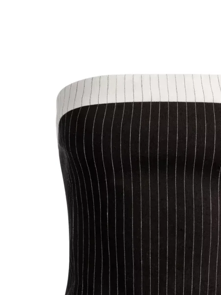 Prugasti top Alice + Olivia bez bretela crna