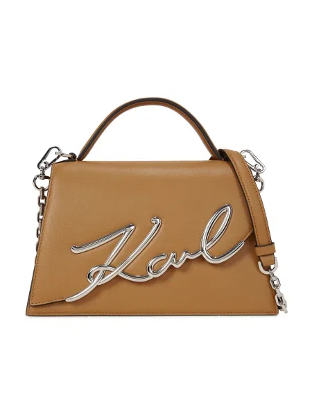 Karl Lagerfeld crossbody kabelka dámska kožená K/SIGNATURE hnedá