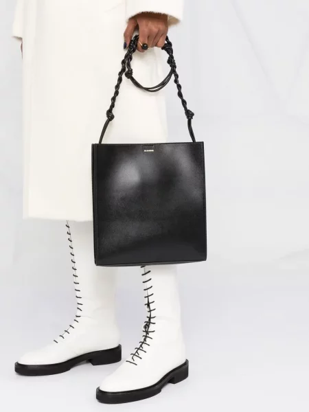 Geantă de mână Jil Sander din piele cu imagine negru