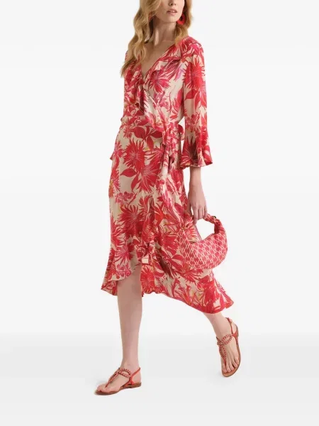 Rochie midi Maliparmi cu model floral roșu