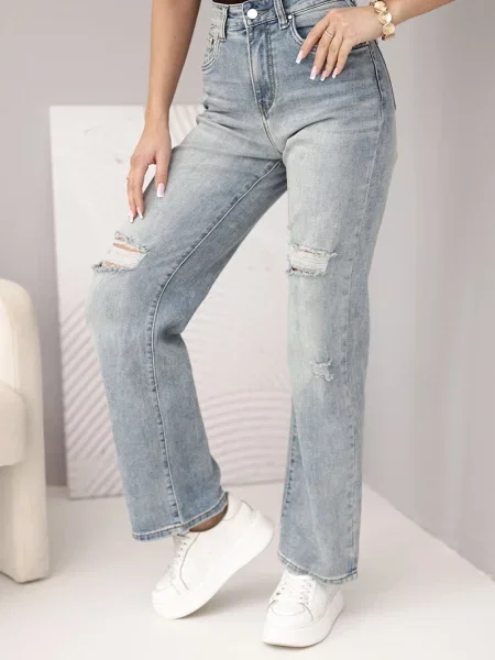 Blugi Kesi Włoski rupți alb