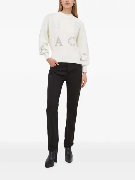Дънки straight leg Trussardi с автограф черно