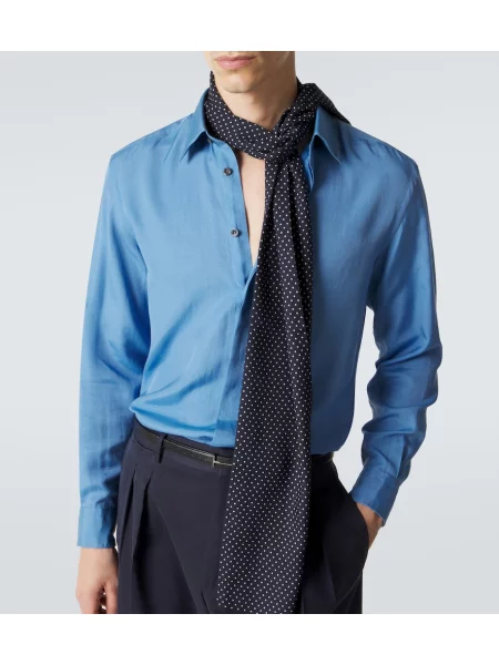 Cămașă Tom Ford de mătase albastru