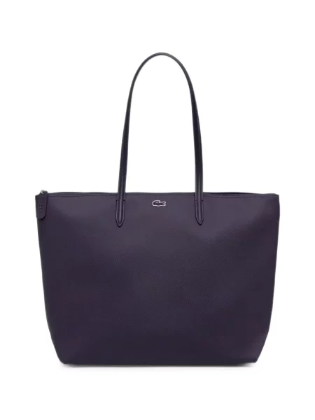 Geantă shopper Lacoste cu autograf violet