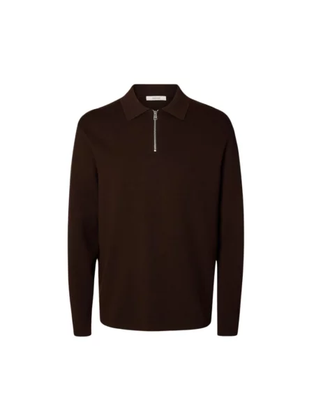 Koszulka polo Selected Homme brązowa