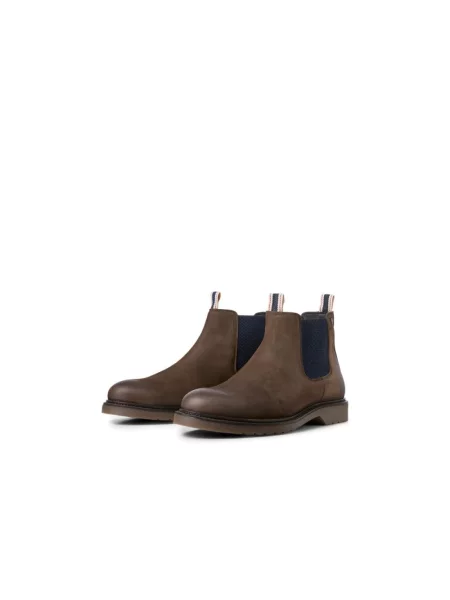 Botki Jack & Jones skórzane brązowe