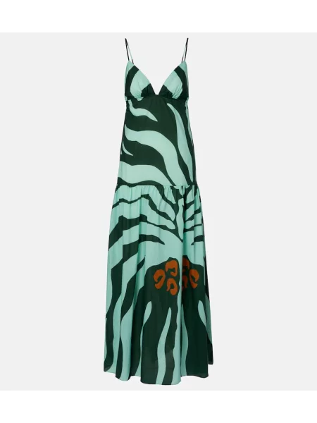 Rochie maxi Johanna Ortiz din poplin de costum verde
