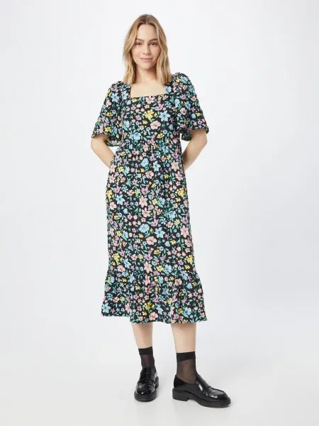 Warehouse Rochie albastru deschis / galben / roz negru