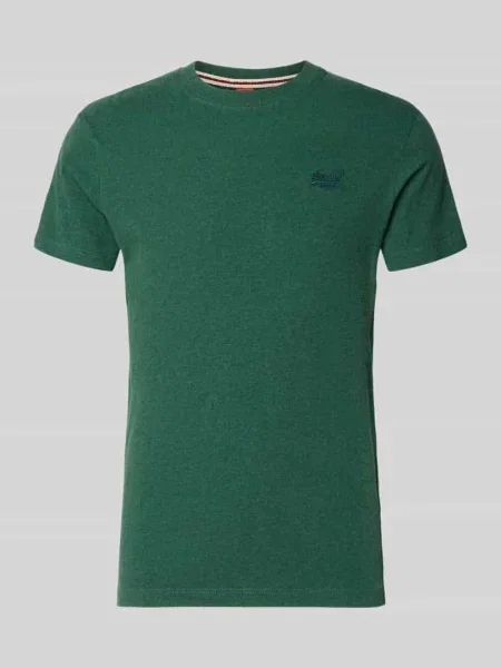 T-shirt w kroju regular fit z haftowanym logo Superdry zielona