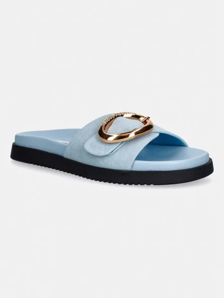 Steve Madden pantofle s odkrytými prsty semišové Mistify modré