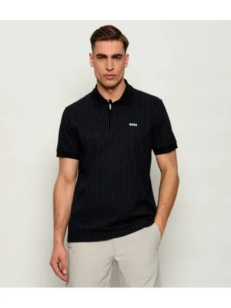 Tricou polo Boss Green negru