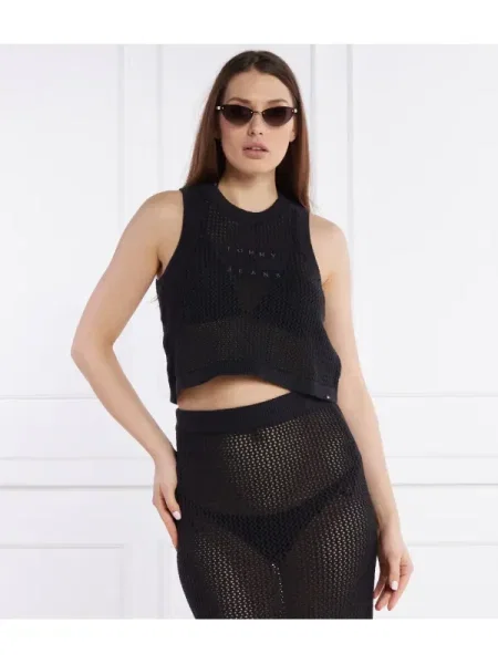 Top din denim Tommy Jeans negru