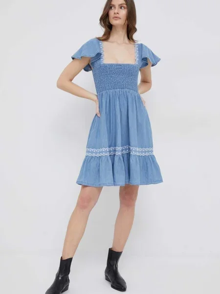 Pepe Jeans rochie jeans Adele mini evazati albastru