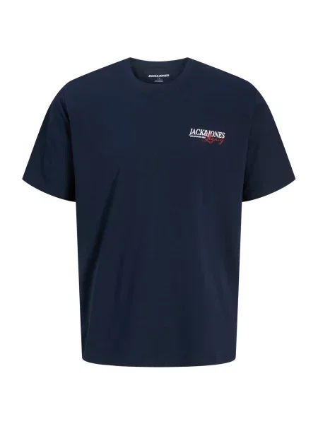 JACK & JONES Tricou JJJADE bleumarin / roşu închis alb