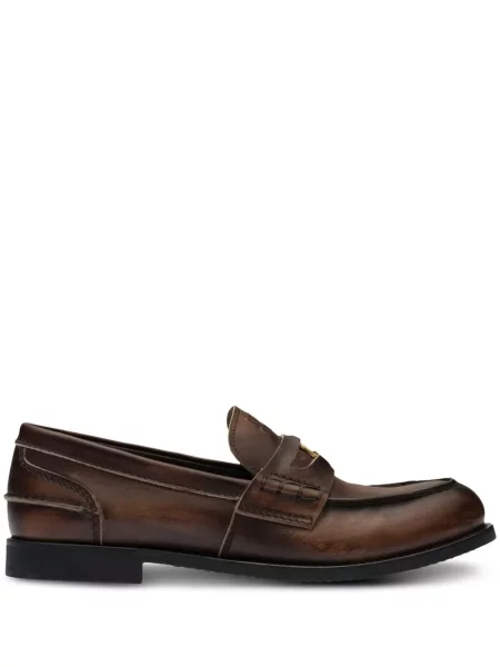 Pantofi loafer Miu Miu din piele maro