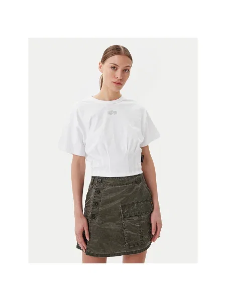 Alpha Industries Póló Waisted Regular Fit fehér