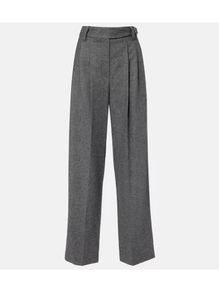 Pantaloni Brunello Cucinelli de lână plisate gri