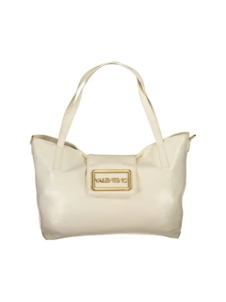 Lniana shopperka Valentino By Mario Valentino biznesowa beżowa