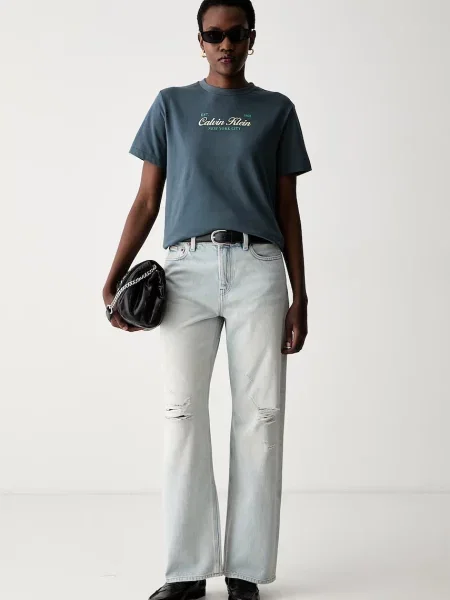 Calvin Klein Jeans rifle straight dámske modrá