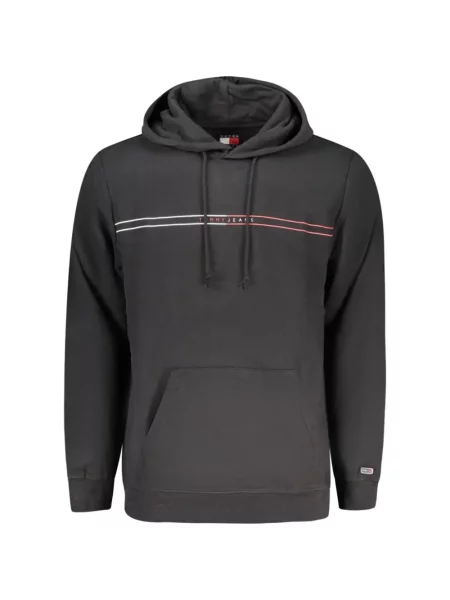 Hanorac cu glugă Tommy Jeans cu imagine cu cordon negru