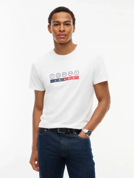 Tommy Jeans Tričko DNA námornícka modrá / čerešňová biela