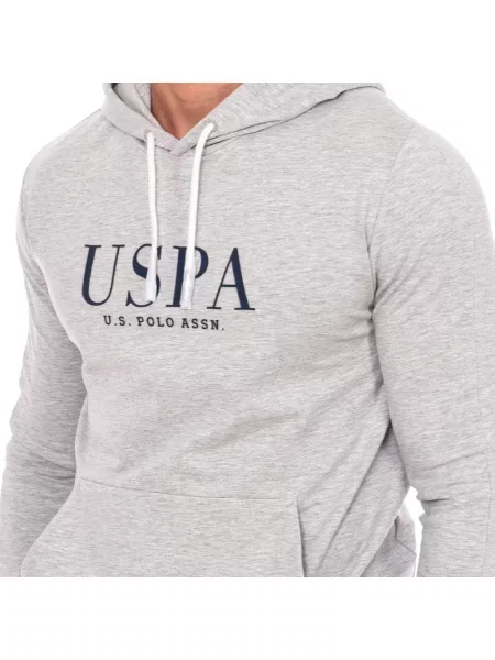 Bluza z kapturem U.s Polo Assn. z kapturem ze sznurkiem szara