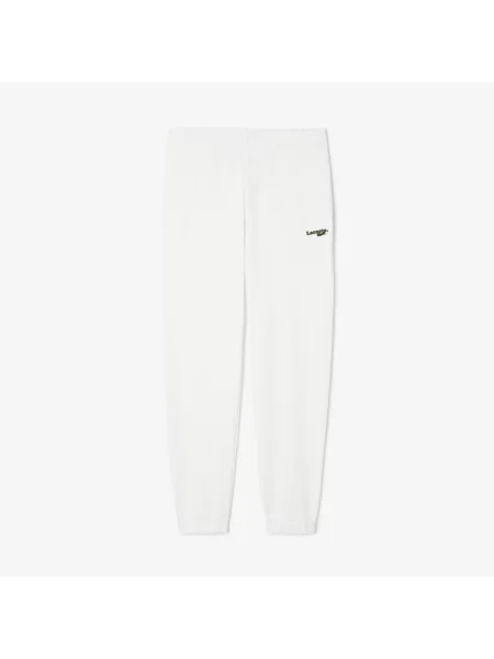 Lacoste Spodnie Dresowe Z Logo O Prostym Kroju białe
