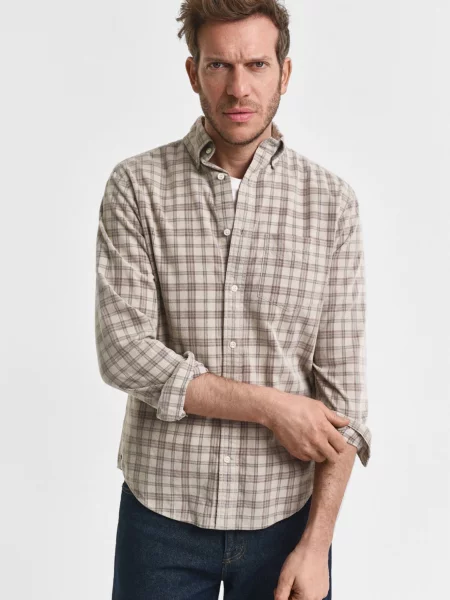 Вельветова картата сорочка Gant бежева