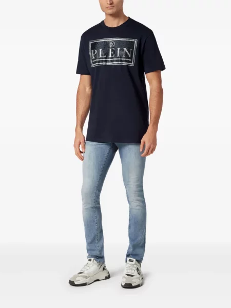 Tricou Philipp Plein cu decolteu rotund albastru