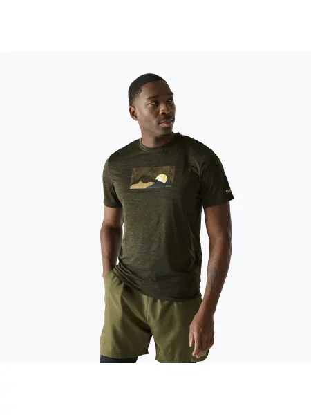 Мъжка тениска за трекинг REGATTA Fingal dark khaki marl зелено