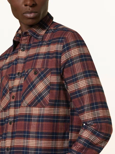 Tommy Hilfiger Flanelová Košile Regular Fit hnědá/ tmavě modrá/ tmavě červená