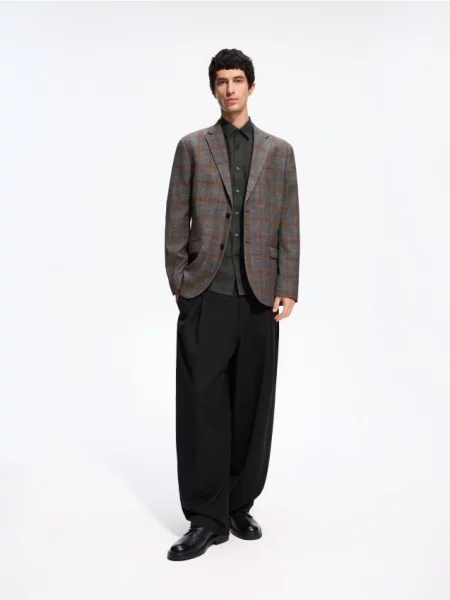 Reserved Blazer slim fit în carouri negru-antracit negru