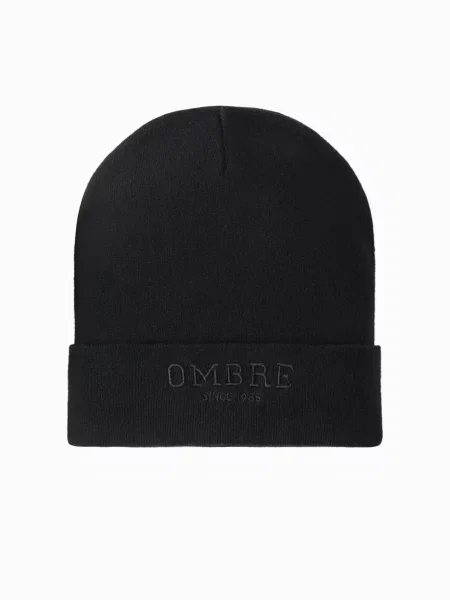 Pletená čiapka Ombre s nápisom čierna