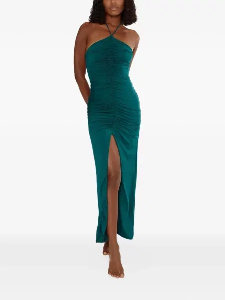 Rochie maxi Maygel Coronel cu volane cu gât halter negru