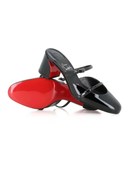 Klapki mules Christian Louboutin skórzane czarne