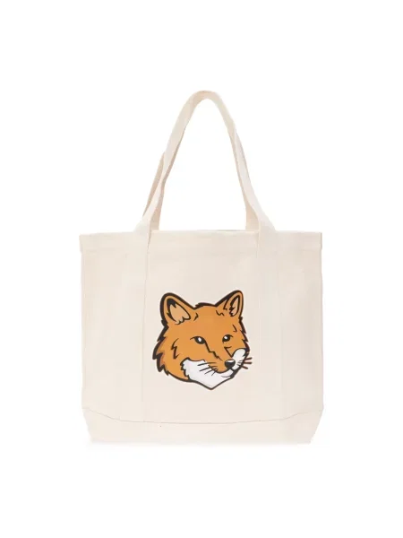 Torebka Maison Kitsune z nadrukiem beżowa