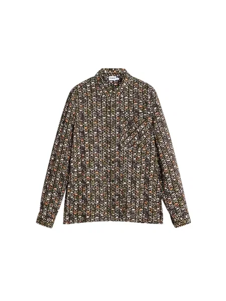 Desigual Košulja kaki / svijetlonarančasta crna