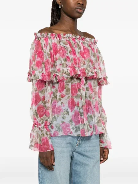Top Chloé cu volane roz