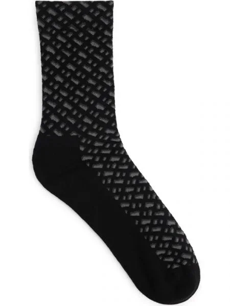 BOSS BLACK Șosete QS Rib Monogram CC negru