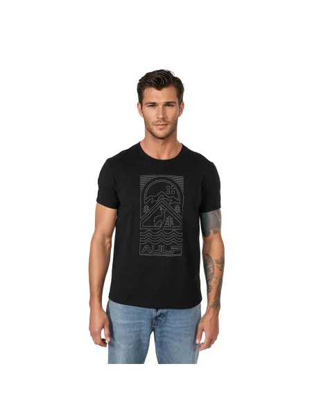T-shirt AULP BOGUS komfortowy lekki prosty krój czarna