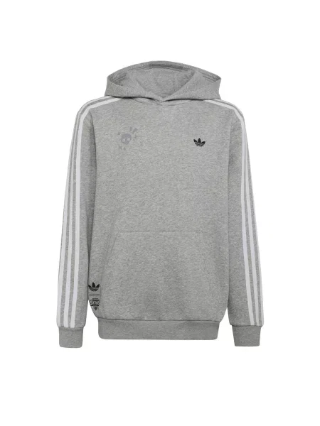 ADIDAS ORIGINALS Mikina GRAPHIC LOOSE šedý melír / světle zelená / černá bílá
