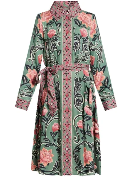 Rochie midi Farm Rio cu model floral cu imagine până la genunchi verde