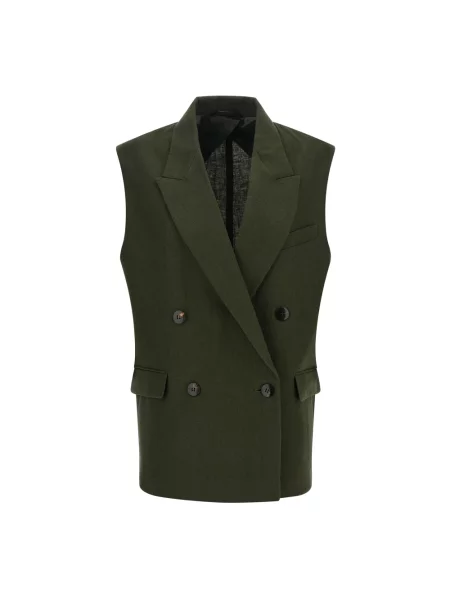 Lniana kamizelka Max Mara Studio zielona