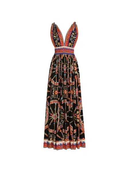 Lung rochie Dolce & Gabbana cu imagine din poplin negru
