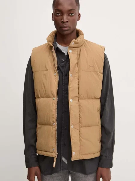 Пухен елек Levi's мъжки кафяво зимен модел бежово