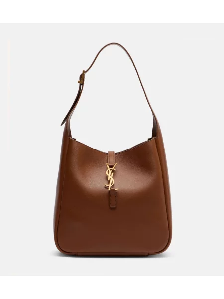 Usnjena majhen usnjena torbica Saint Laurent rjava