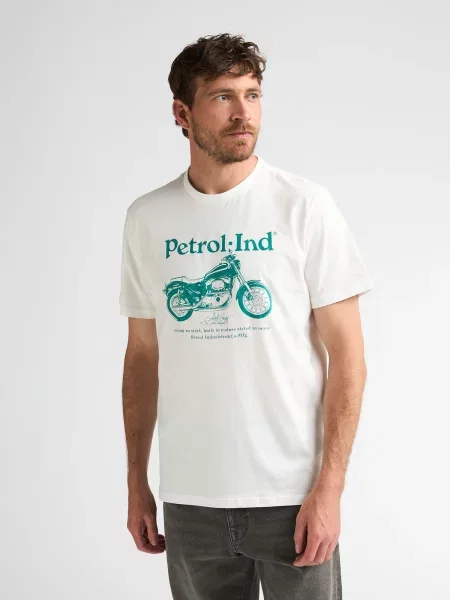 Petrol Industries Tricou verde jad alb