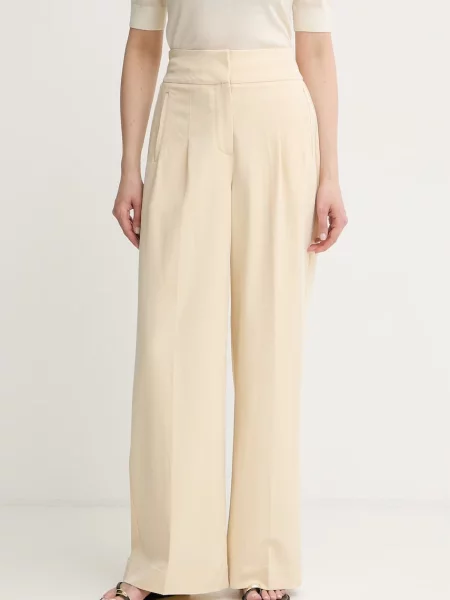 BOSS Orange pantaloni regular pentru femei cu vâscoză C_Tarima bej