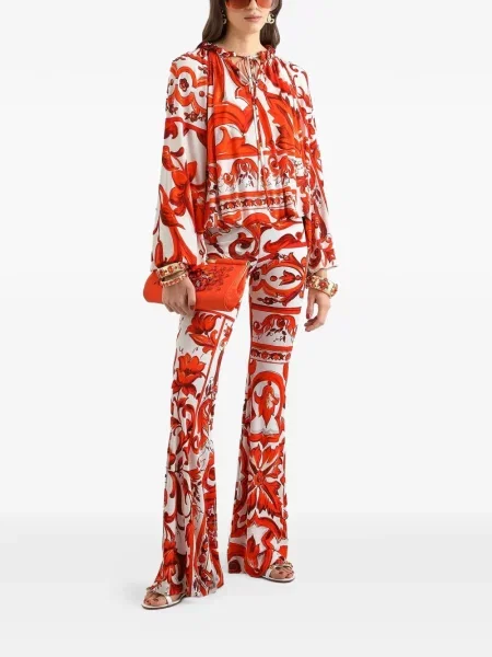 Lung pantaloni Dolce & Gabbana evazate alb