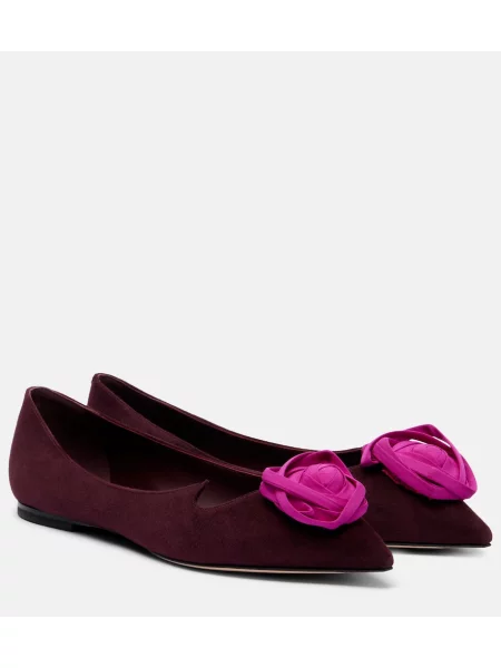Balerini Roger Vivier din piele de căprioară roz